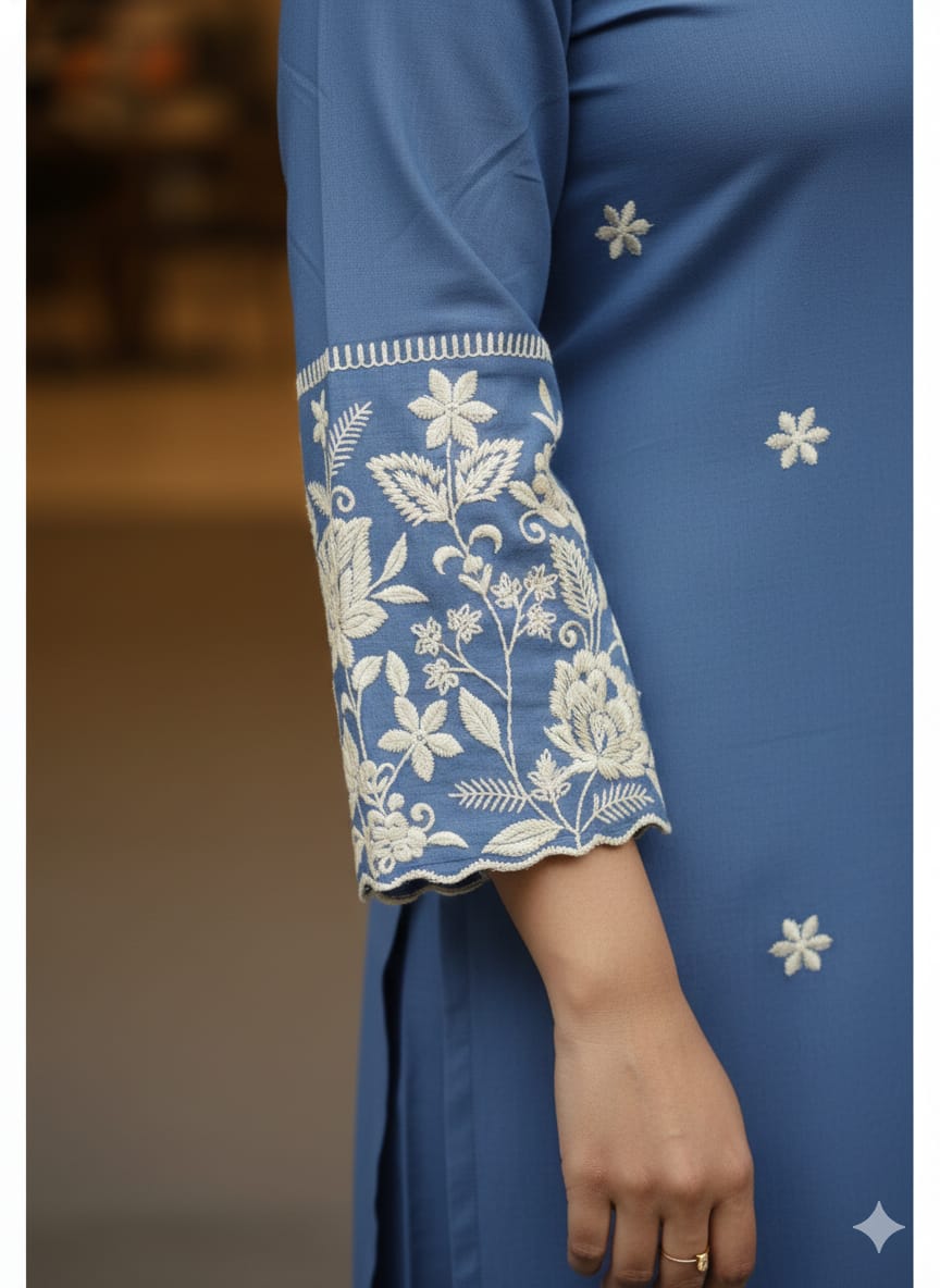 Elegant Floral Embroidery Kurti Pant Set for Women