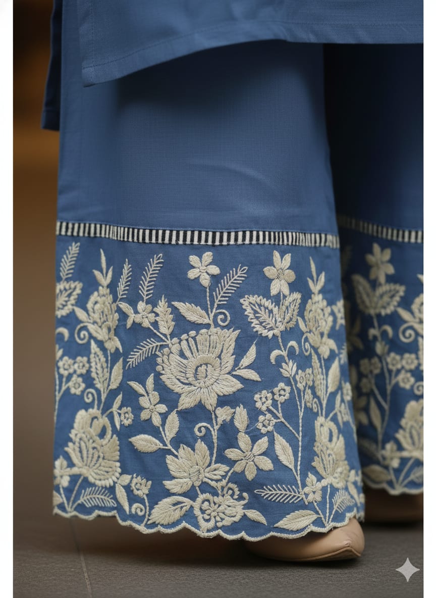 Elegant Floral Embroidery Kurti Pant Set for Women