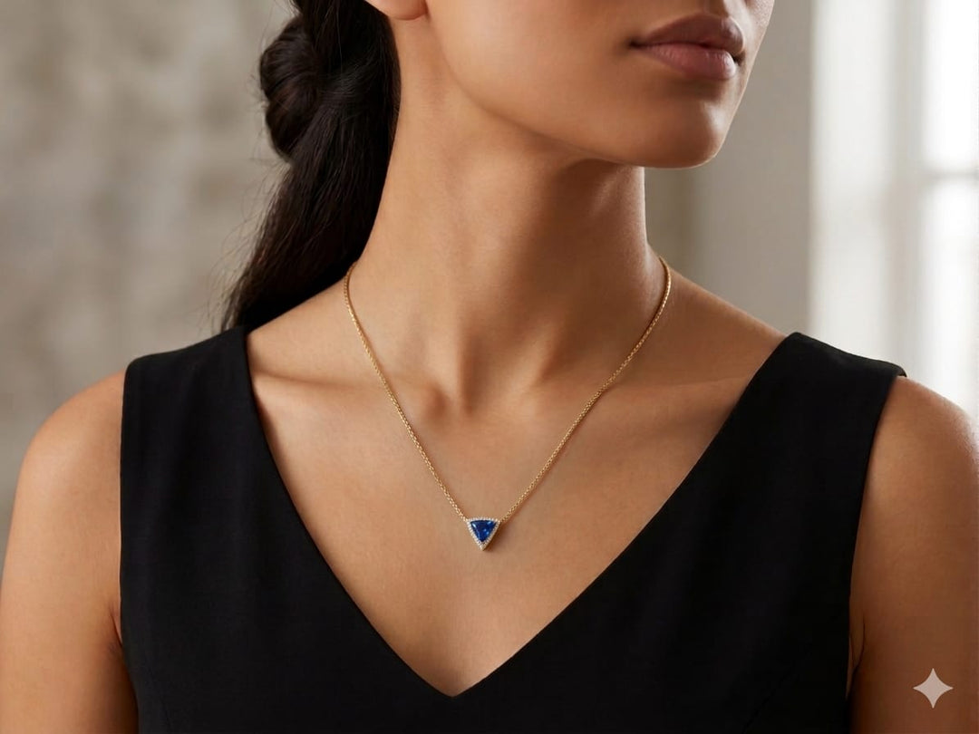 The Sapphire Triangle Pendant Necklace