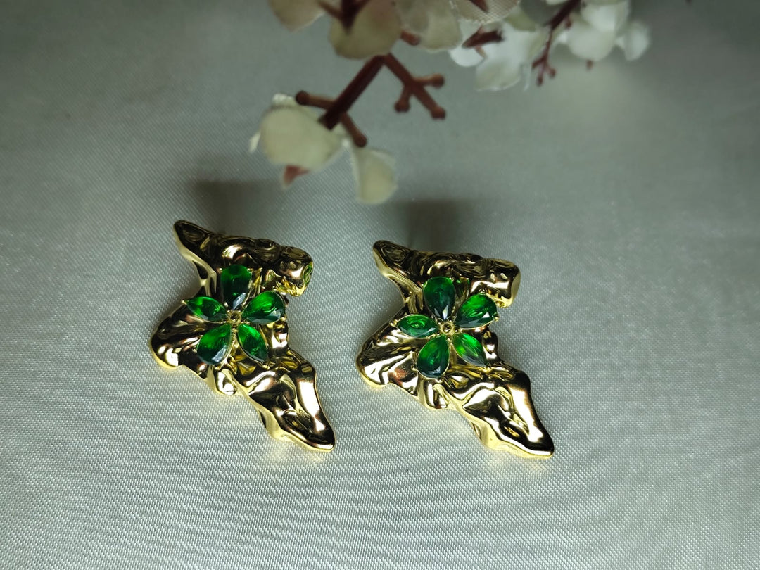 Emerald Bloom Abstract Studs ✨