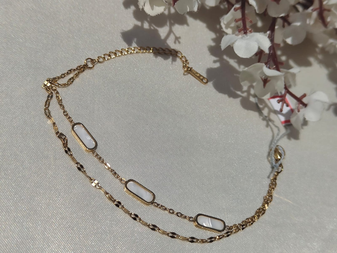 Anti-tarnish waterproof double layerd bracelet crafted with a premium gold-tone