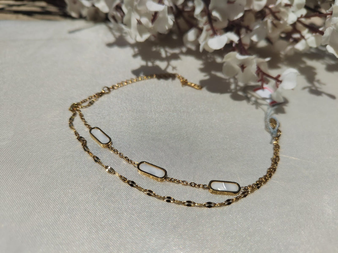 Anti-tarnish waterproof double layerd bracelet crafted with a premium gold-tone
