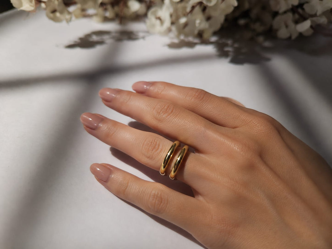 Anti tarnish Minimalist Chunky Double Band Ring