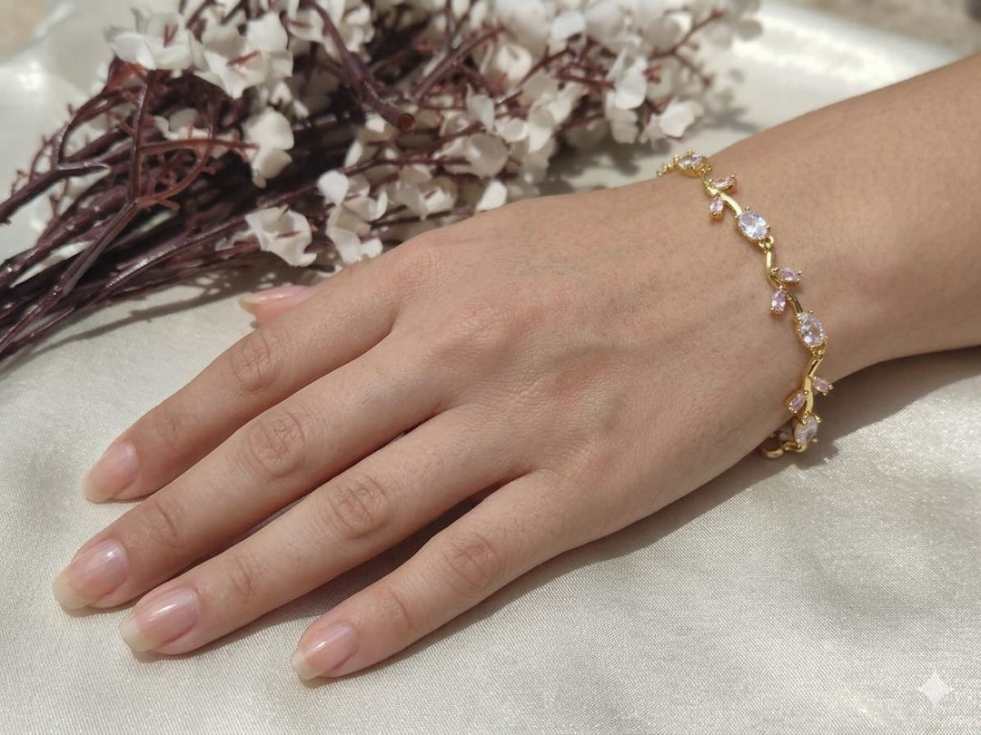 Pastel Tulip Vine Anti-Tarnish Bracelet 🌷✨