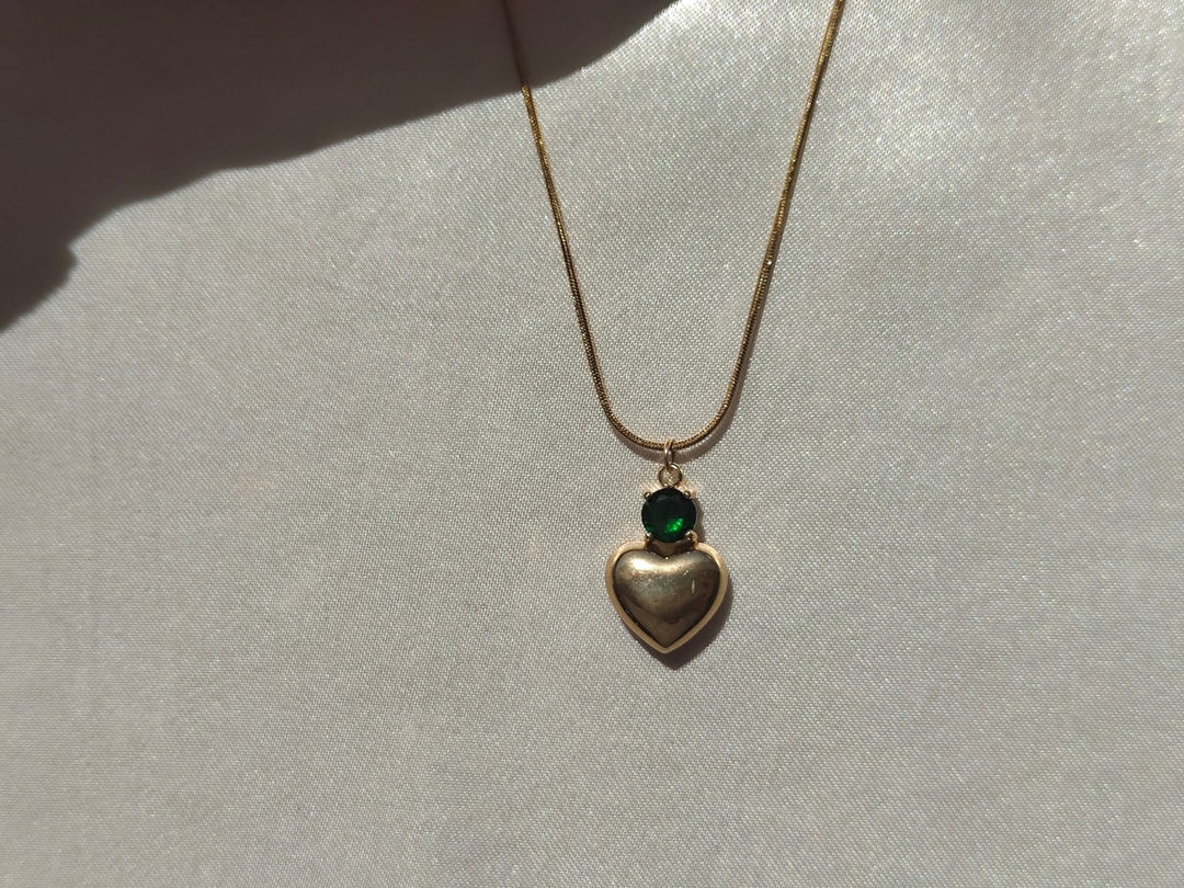 The Emerald Heart Pendant anti tarnished Necklace