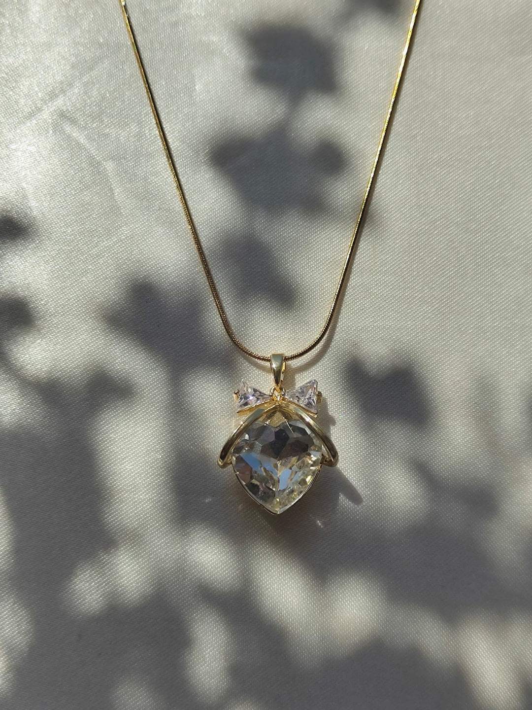 The Coquette Bow & Crystal Pendant Necklace