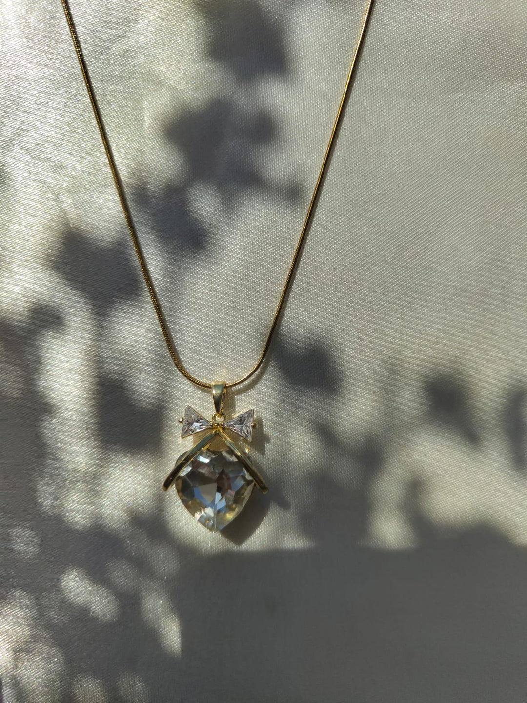 The Coquette Bow & Crystal Pendant Necklace